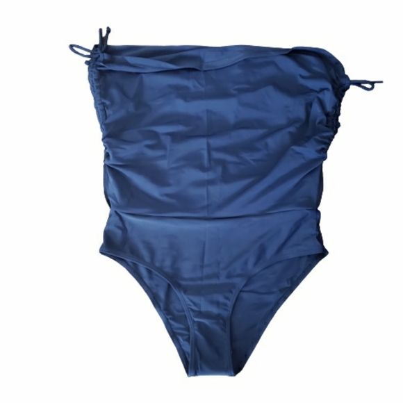 High Waisted Navy Swim Skirt Tummy Control - Picture 4 of 6